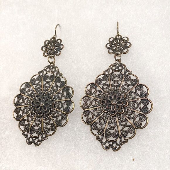 2 Pairs Brass Boho Hanging Earrings - Picture 1 of 2